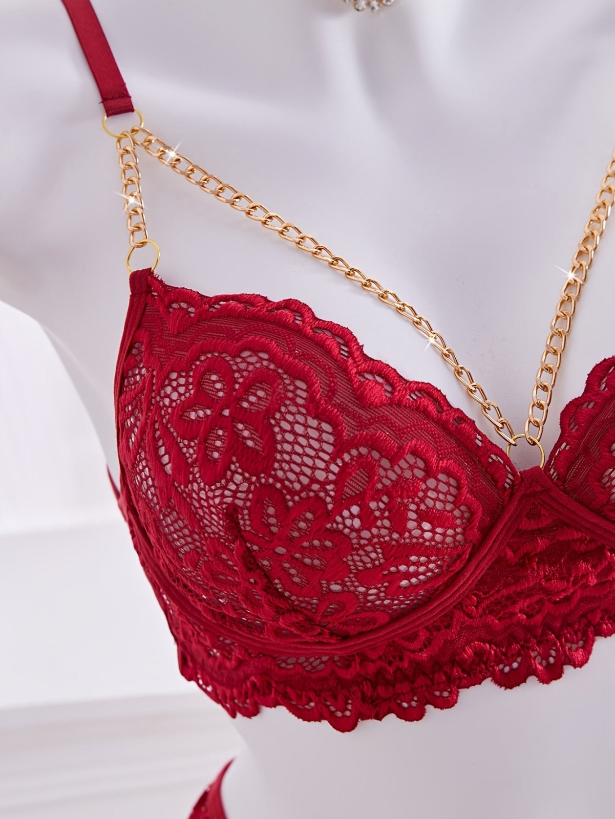 5pcs Solid Color Flower Lace Sexy Lingerie Set - Loveblanket