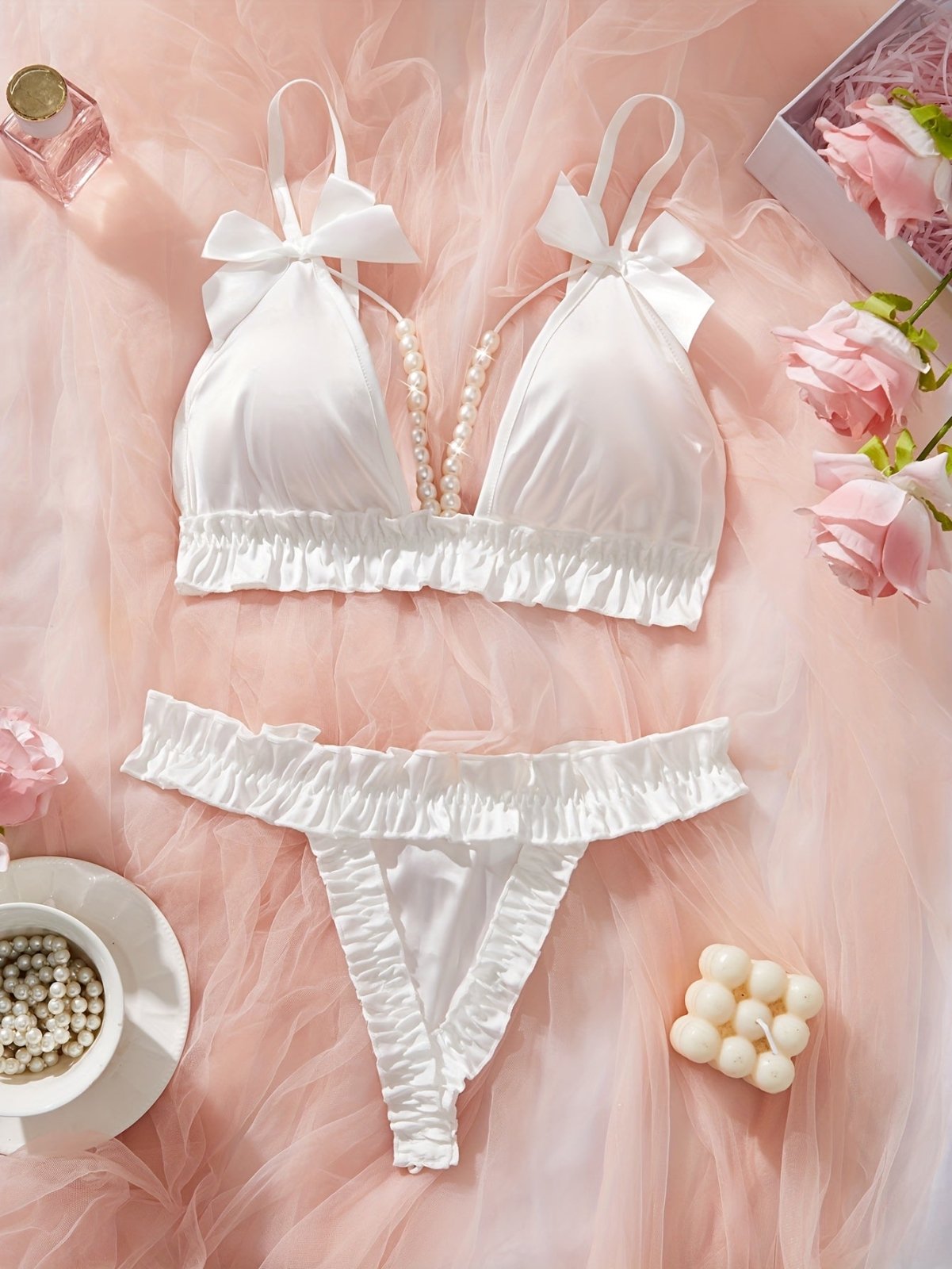 Fashionable Beaded Strap Lingerie Set - Loveblanket