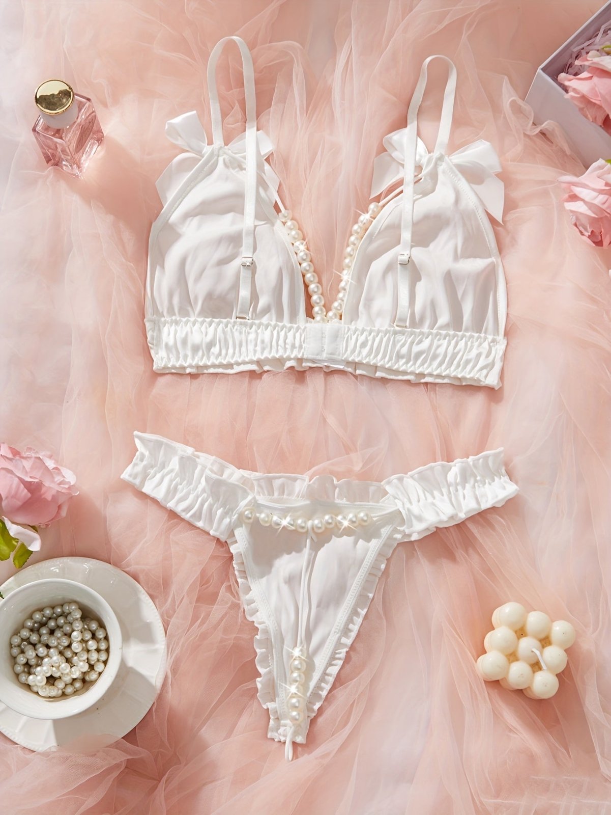 Fashionable Beaded Strap Lingerie Set - Loveblanket